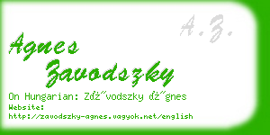 agnes zavodszky business card